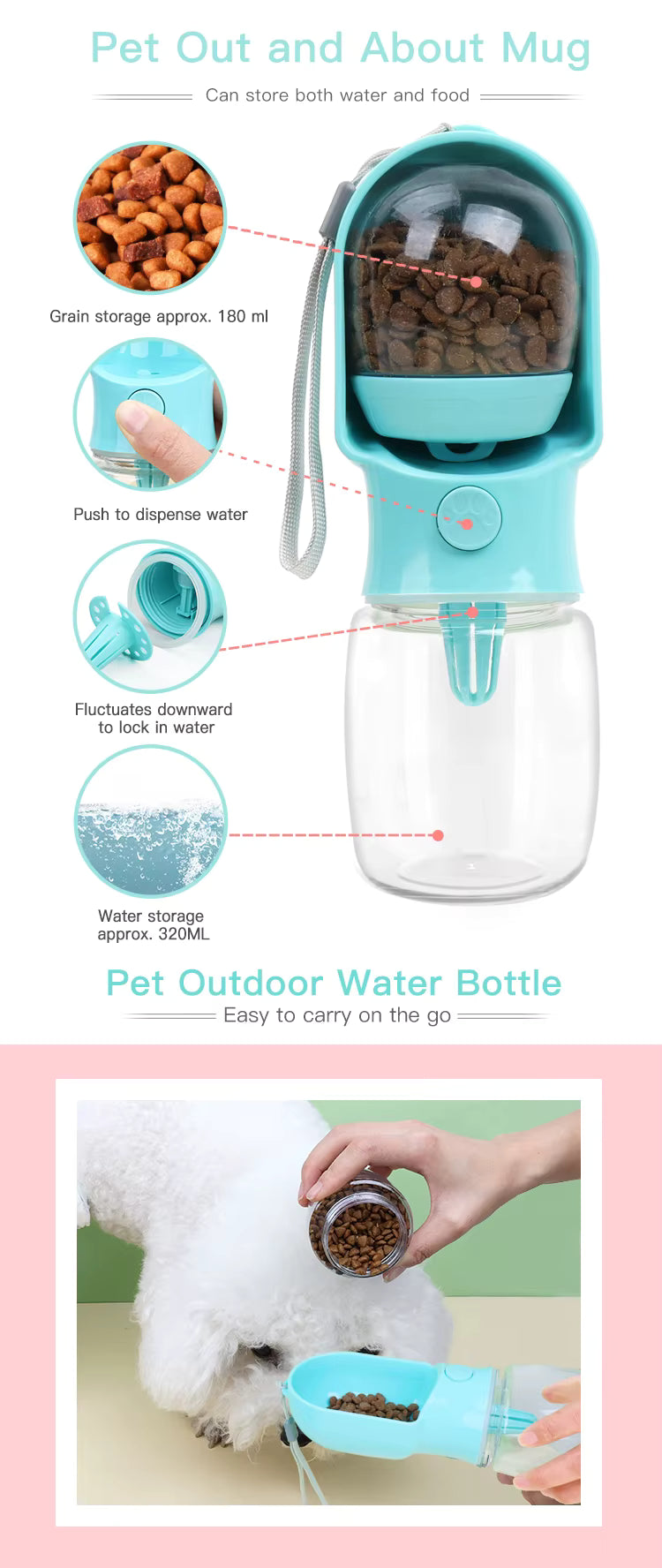 Termo para Mascotas con Alimentador Integrado – Agua y Comida Siempre Frescas para tu Mejor Amigo